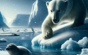 polar bear looking to eat seal